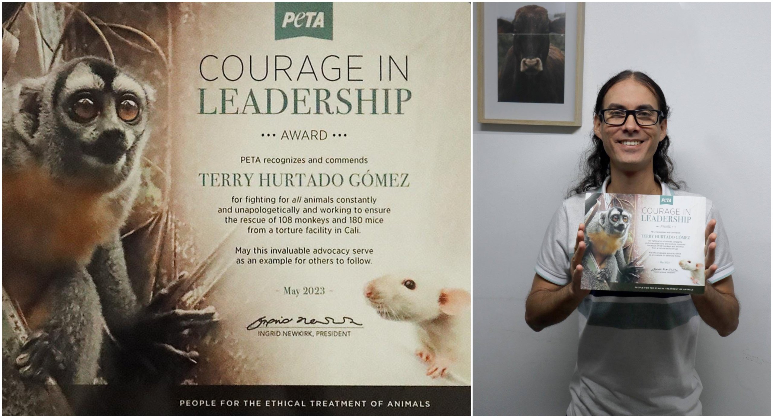 PETA Courage in Leadership Award Winner Terry Hurtado Gomez scaled Colombian Council Member Wins ‘Courage in Leadership’ Award