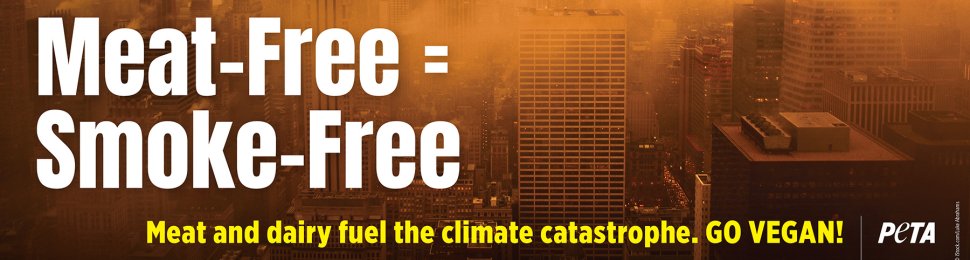 Meat-Free Equals Smoke-Free. Meat And Dairy Fuel The Climate Catastrophe.