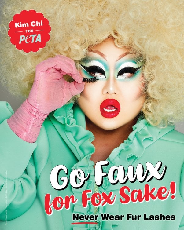 Kim Chi in PETA no fur eye lashes ad