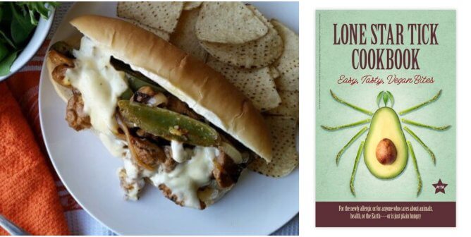 vegan Philly 'cheesesteaks' from PETA's "Lone Star Tick Cookbook"