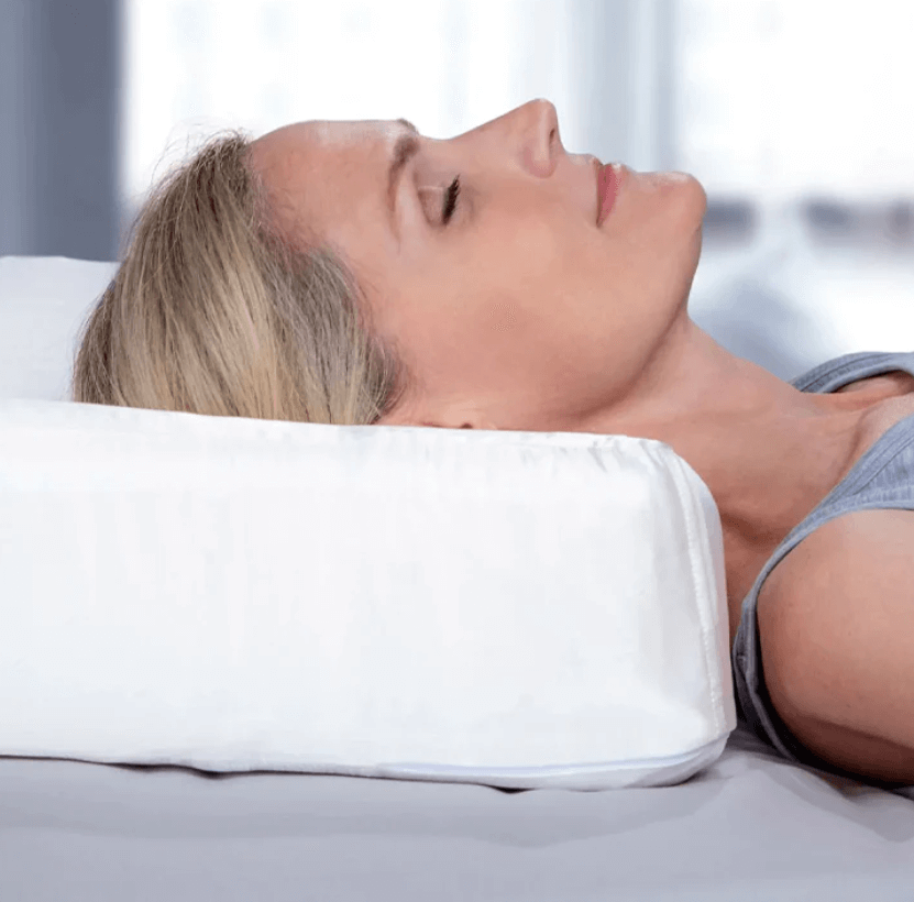 Woman resting on envy latex pillow