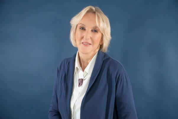 A portrait of PETA President Ingrid Newkirk
