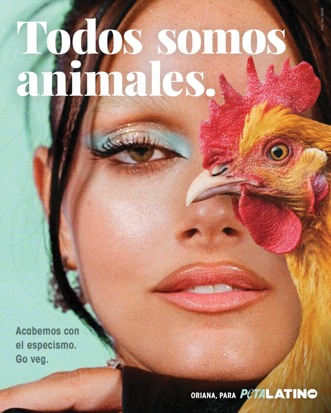 Ad of Oriana with a hen