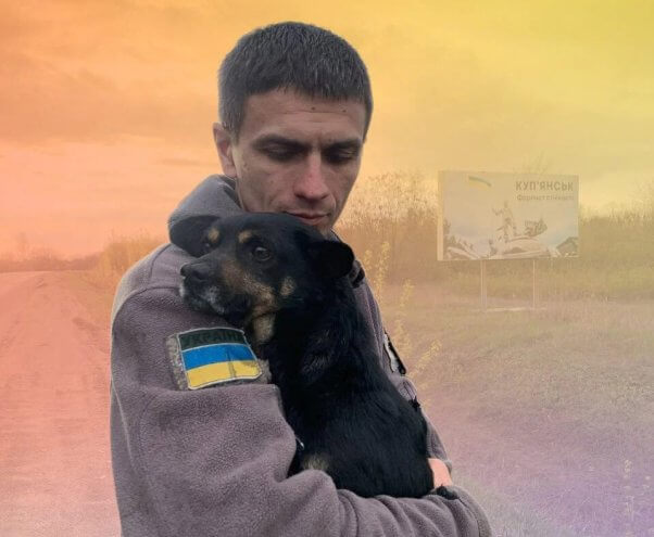 ARK member with dog in Ukraine