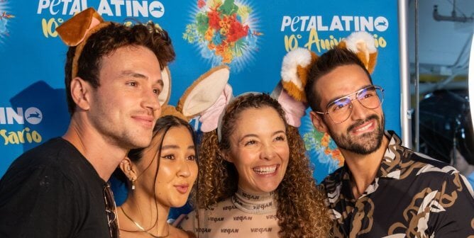 four attendees of the PETA Latino tenth anniversary party on August 24, 2023