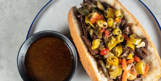 vegan Chicago Style Italian Beef Sandwich from Chef Joya's cookbook