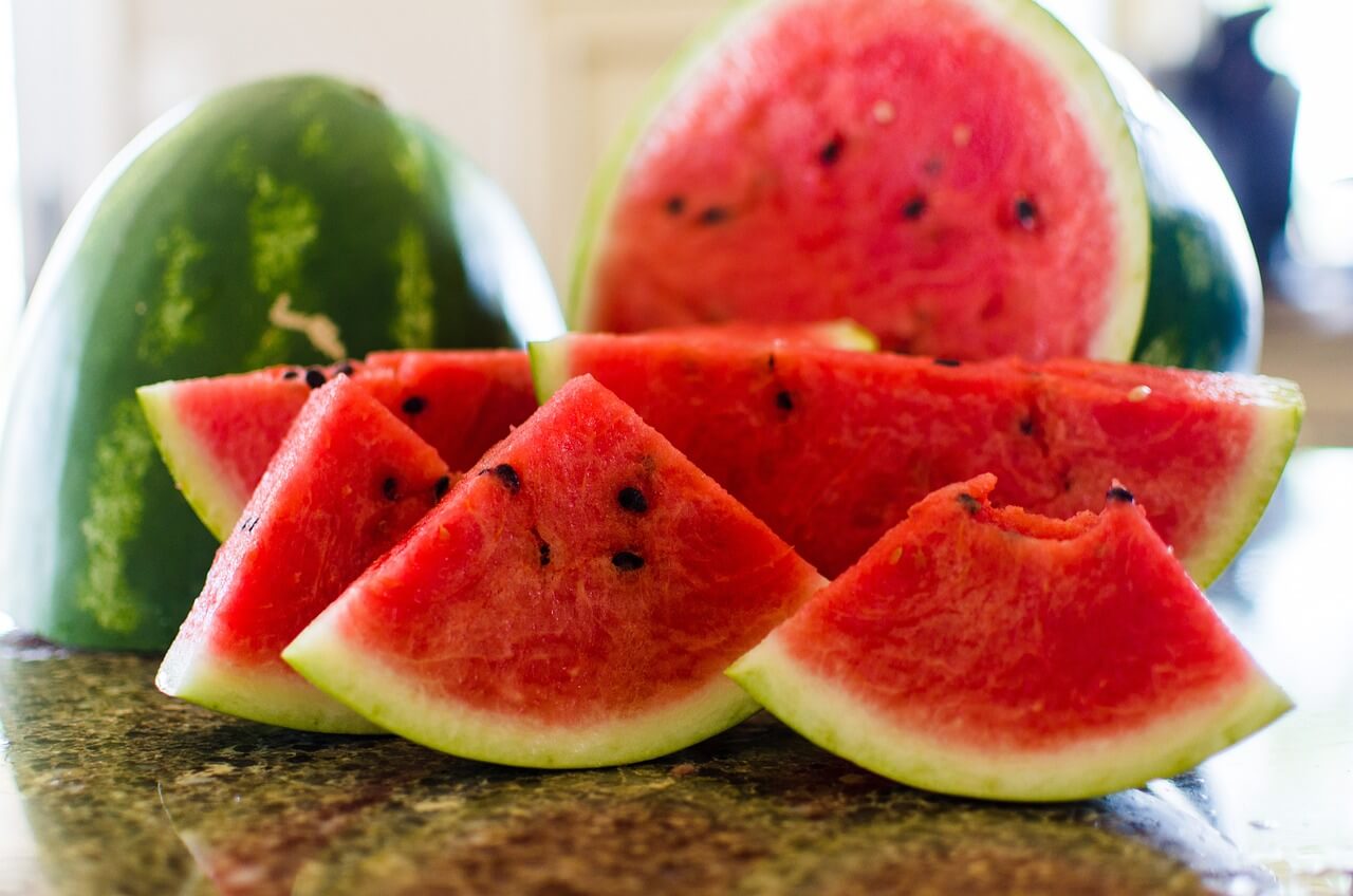 Slices of cut up watermelon