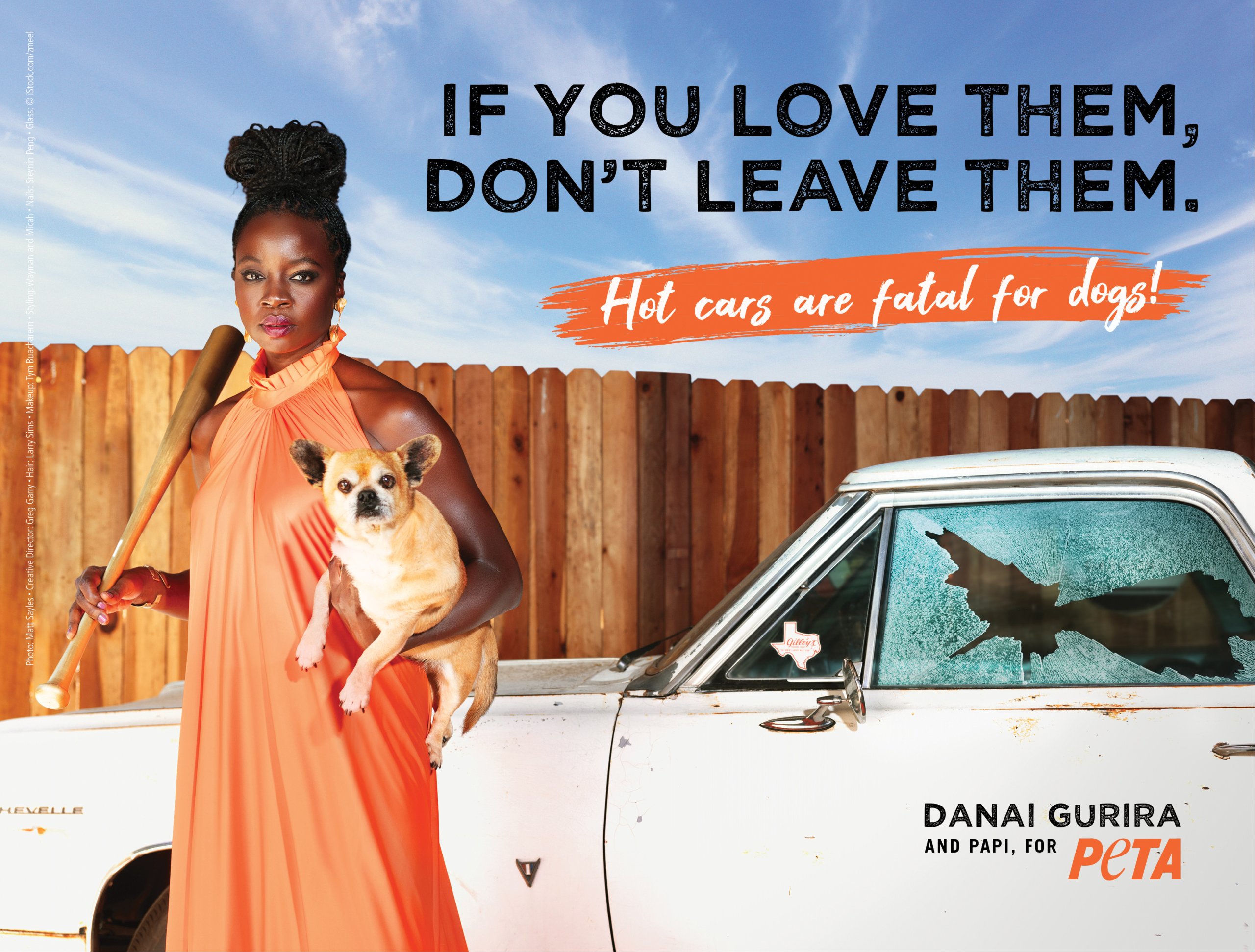 Danai Gurir saving dog from hot car for PETA ad