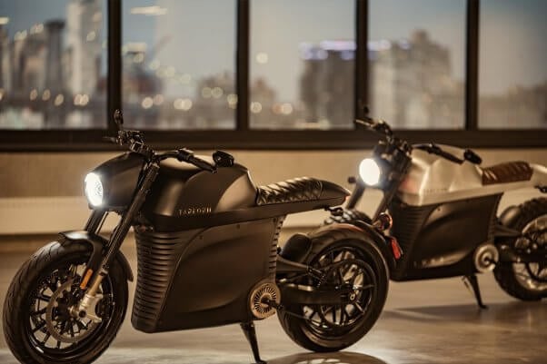 motorcycles with city view in the background