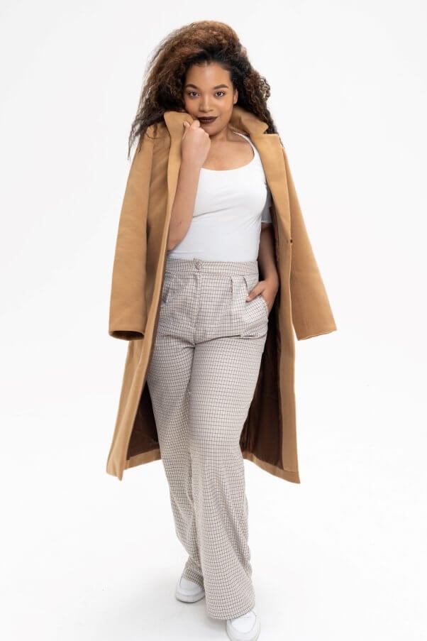 Ashley Jackson wearing a vegan fur coat by Unreal Fur