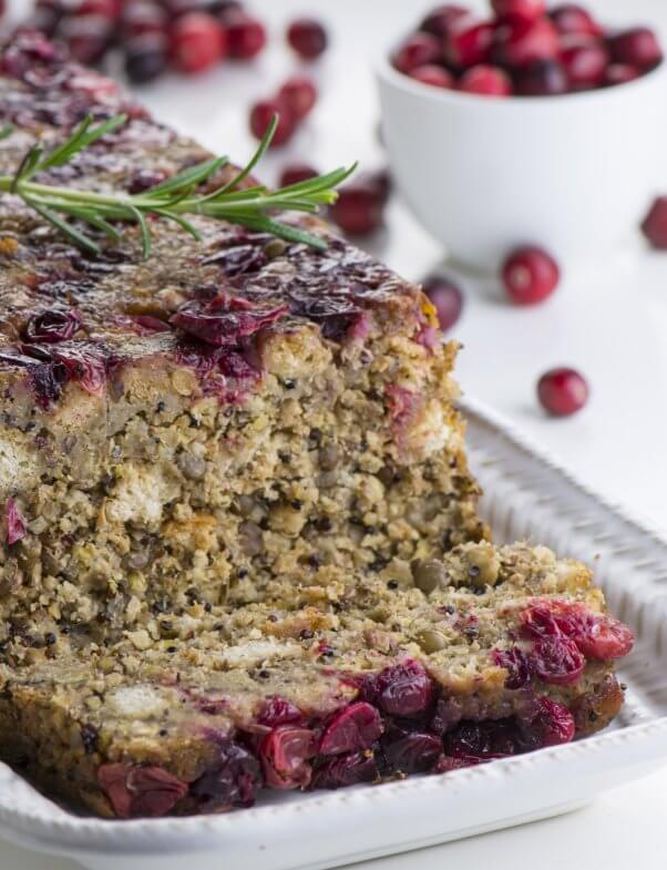 A cranberry lentil loaf