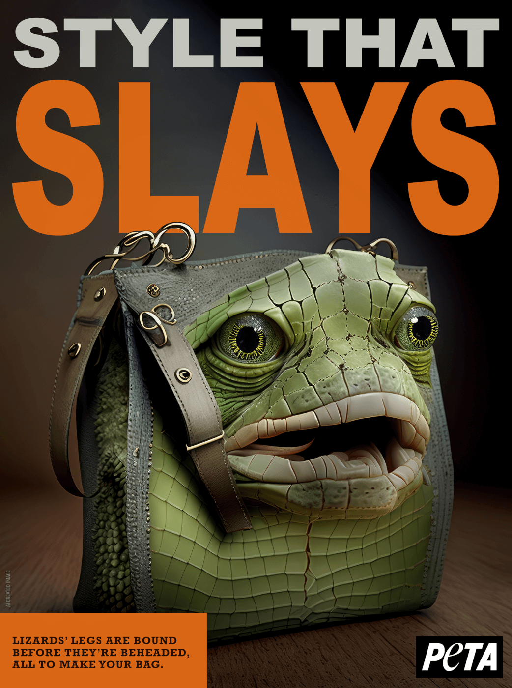 PETA created a series of striking bus stop ads for our new “Dressed to Kill” campaign targeting Hermès, which still uses exotic skins.