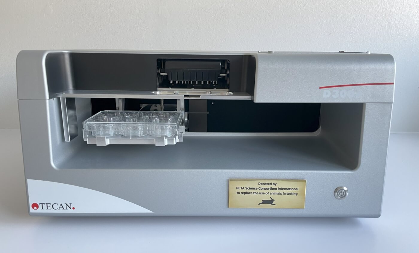 piece of equipment for animal-free testing donated by a peta science group