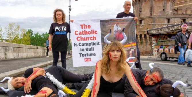 Loredana Cannata and others at a Bull Torture Protest