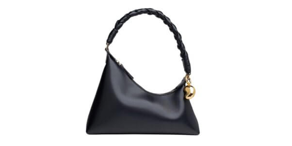 black asymmetrical vegan handbag from brand Aupen