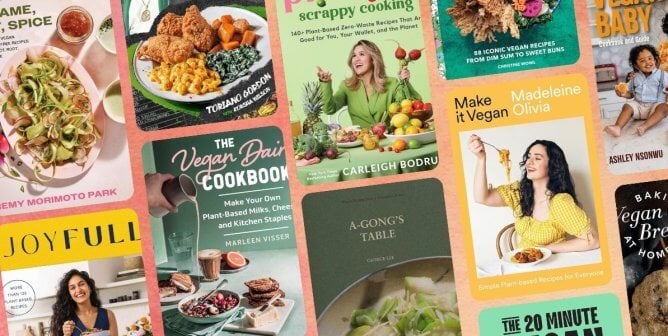 collage of vegan cookbook covers