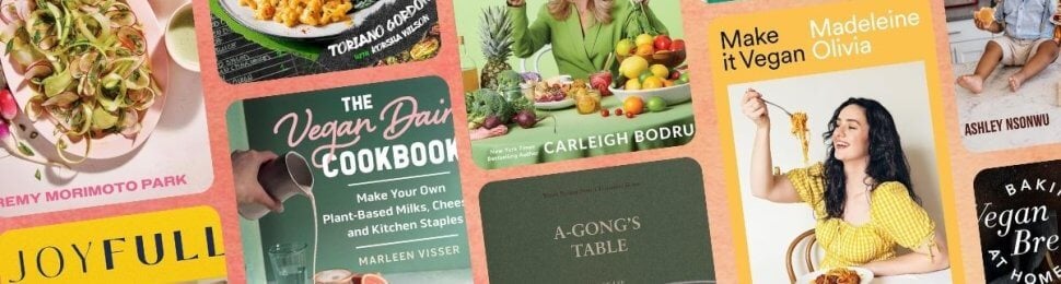collage of vegan cookbook covers