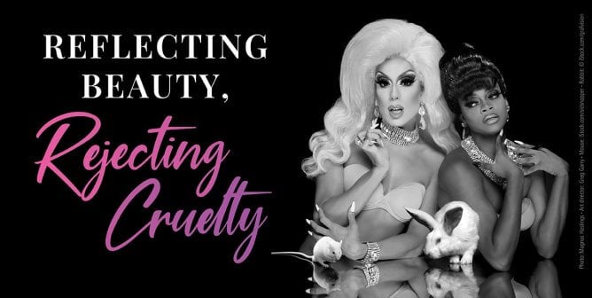 Heidi and Alaska for PETA ad that says "Reflecting beauty, rejecting cruelty"