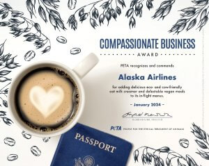 Alaska Airlines Compassionate Business Award certificate