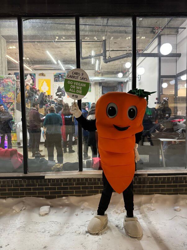 carrot mascot at rally