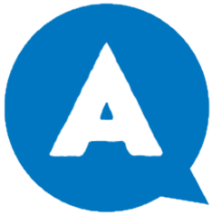 The letter A in a purple speech bubble