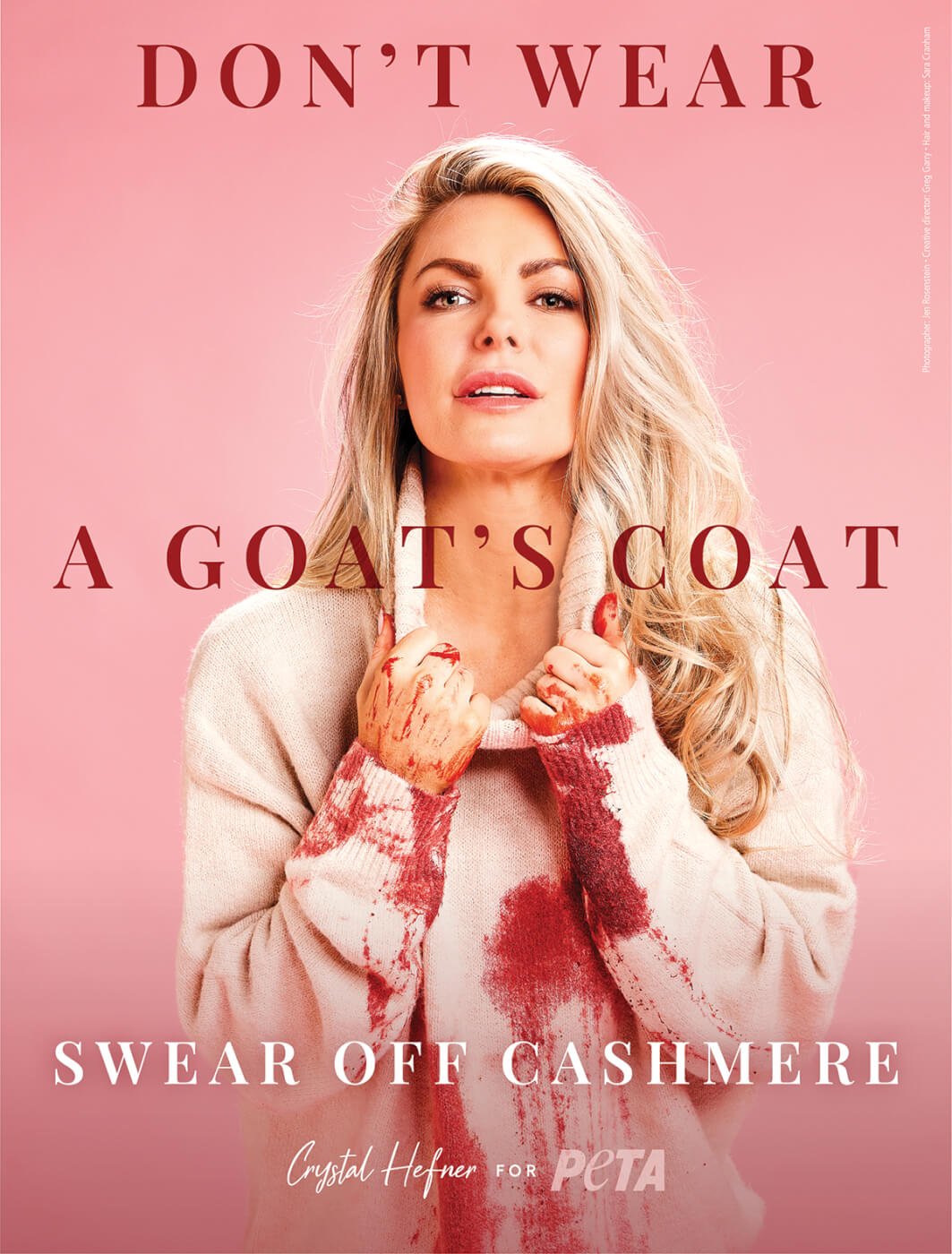 crystal hefner dont wear a goats coat fp 72 ‘Blood on Your Hands’: Crystal Hefner Calls Out Cruelty Behind Cashmere in New PETA Campaign