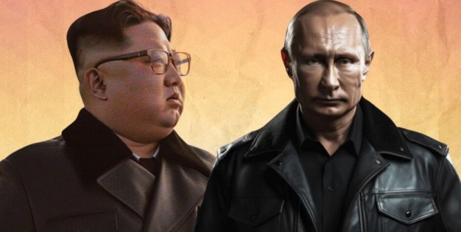 Dictators wearing leather on orange background