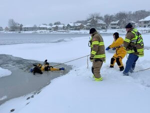 georgetown charter township dog rescued from ice 2 Georgetown Township Firefighters Nab PETA Award for Saving Dog From Frozen Lake