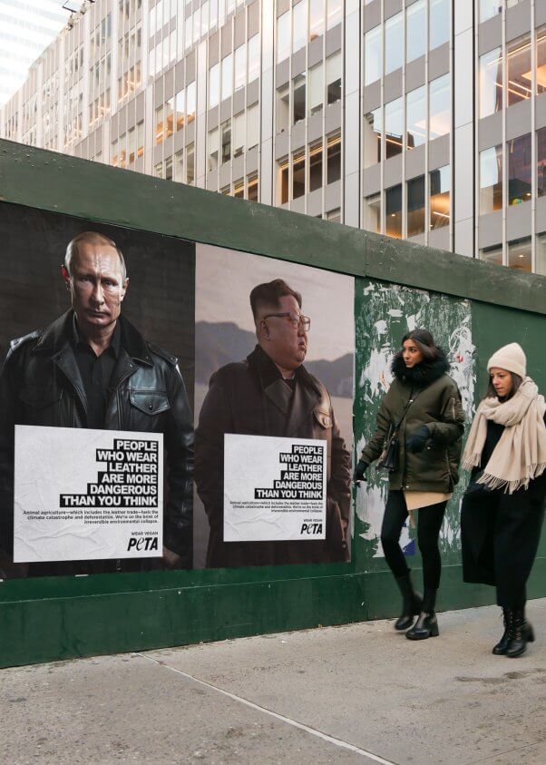 peta anti-leather ads feature likeness putin kim jonh un
