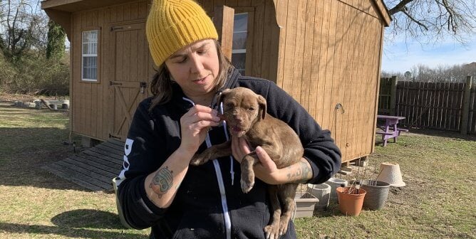 Gwen with PETA fieldworker