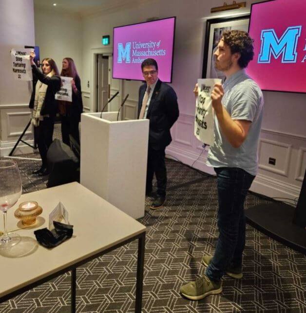 PETA U.K. Supporters Confront UMass Chancellor at Alumni Event in London