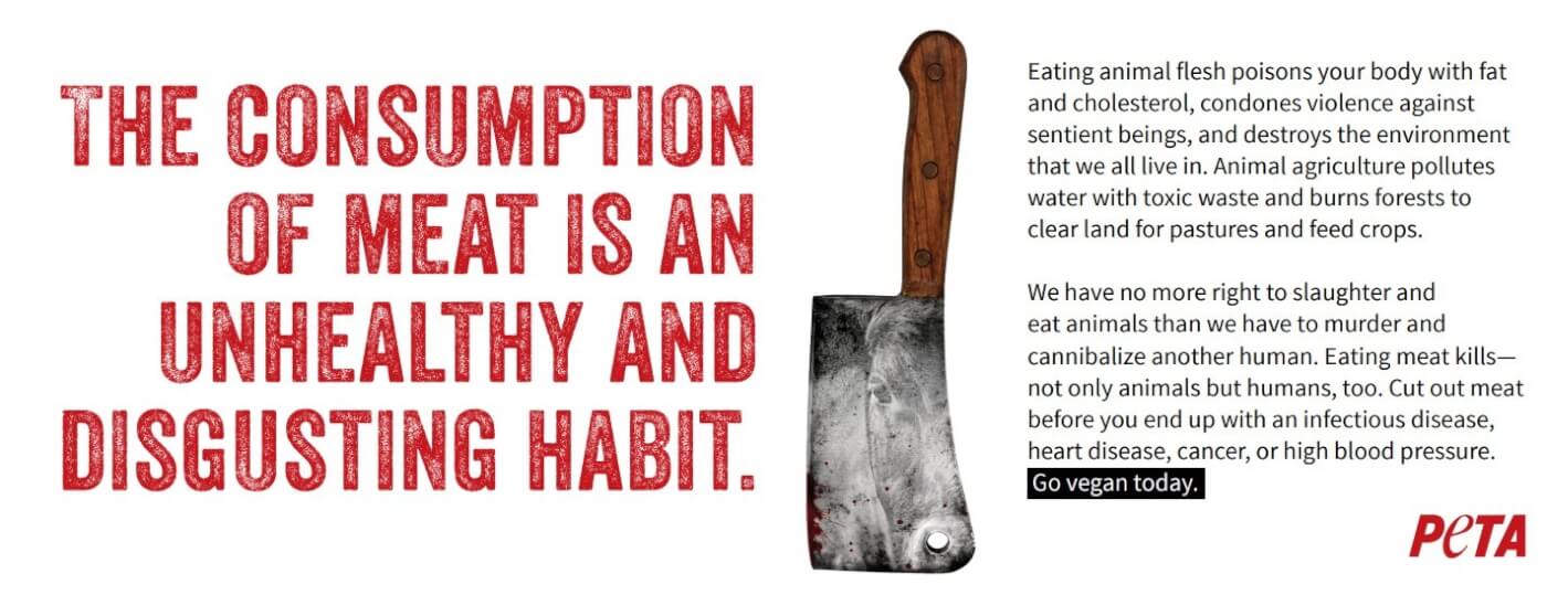 cleaver ad - the consumption of meat is an unhealthy and disgusting habit