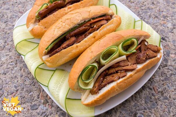 the Viet Vegan's lemongrass 'beef' banh mi sandwiches