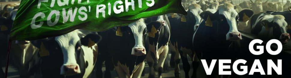 Cows Can't Fight For Cows' Rights. Go Vegan, right side of history ad