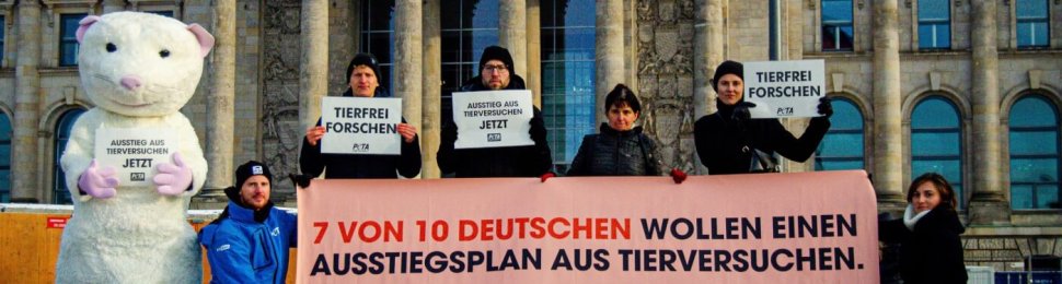 PETA supporters in Germany call on the government to end tests on animals