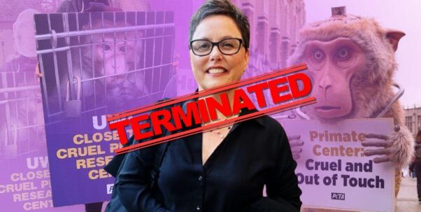 former director of WNPRC with "terminated" sign