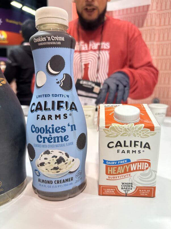 Califia Farms cookies n cream vegan creamer and heavy whip at Expo West 2024