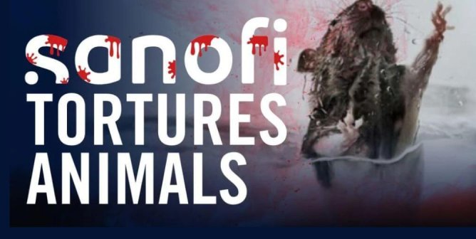 Sanofi tortures animals next to drowning mouse