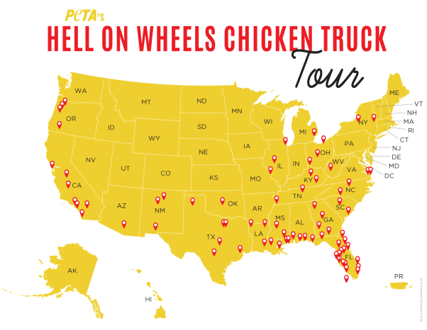 PETA's Hell on Wheels Tour Map