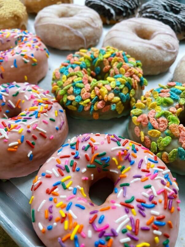 a variety of vegan donuts from Cake Theives