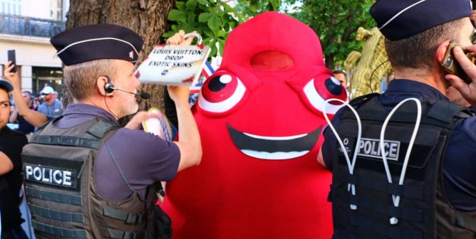 Police detain PETA mascot