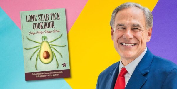 Lone Star Tick Cookbook next to Gov. Greg Abbott