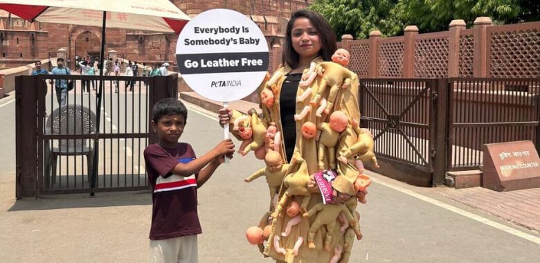 Woman in Coat Made of ‘Baby’ Parts Urges Public to Give Leather the Boot