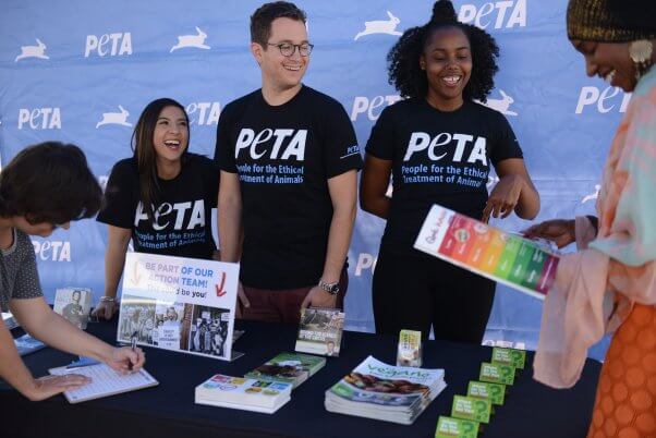 PETA action team members tabling