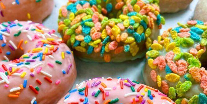 colorful vegan donuts