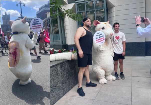 PETA mouse mascot attends the 2024 Republican National Convention in Milwaukee
