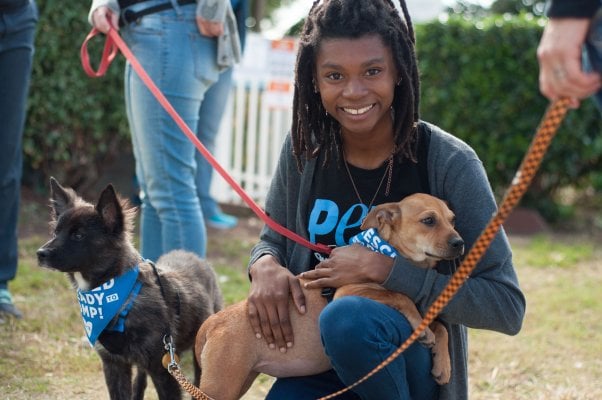PETA Staffer with dogs