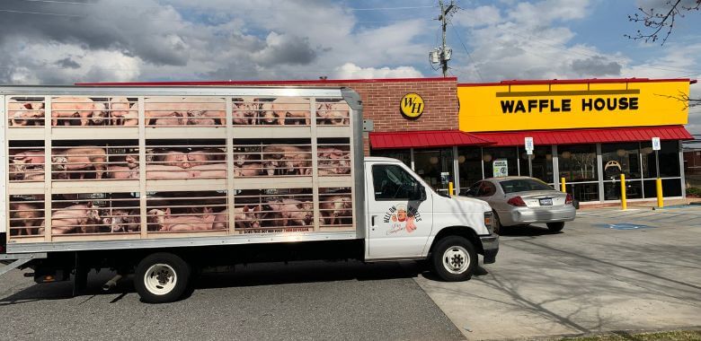 Hell on Wheels truck stopped at a Waffle House
