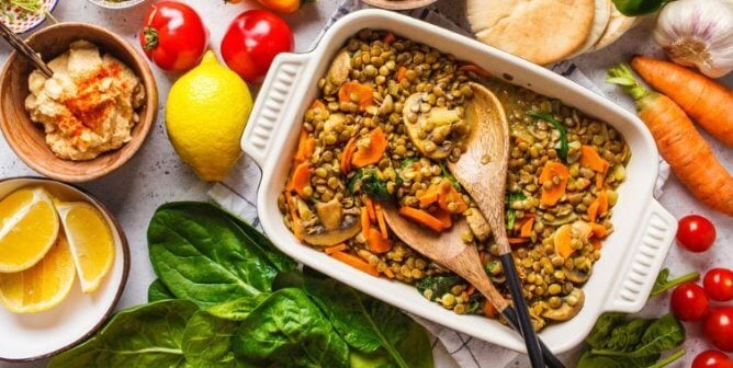 A lentil casserole dish
