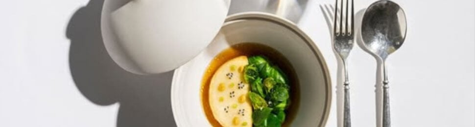 A silken tofu dish served at Michelin star restaurant Eleven Madison Park